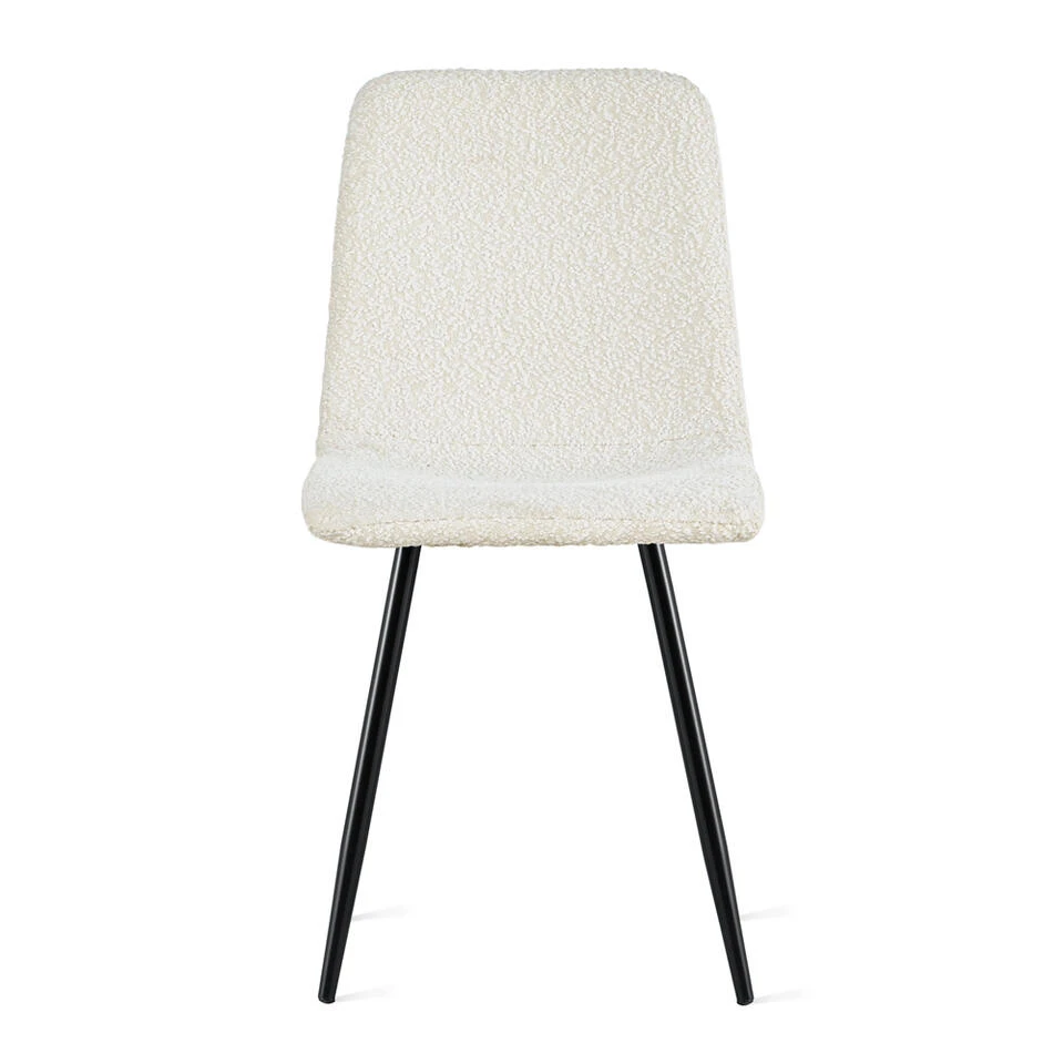 Set Van 2 Brasilia Eetkamerstoelen Bouclé Ivoor - 2x Kuipstoel Bouclé Wit 4 Set Van 2 Brasilia Eetkamerstoelen Bouclé Ivoor - 2x Kuipstoel Bouclé Wit - Afbeelding 2