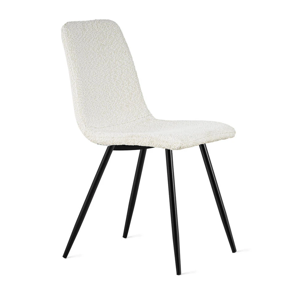 Set Van 2 Brasilia Eetkamerstoelen Bouclé Ivoor - 2x Kuipstoel Bouclé Wit 6 Set Van 2 Brasilia Eetkamerstoelen Bouclé Ivoor - 2x Kuipstoel Bouclé Wit - Afbeelding 4