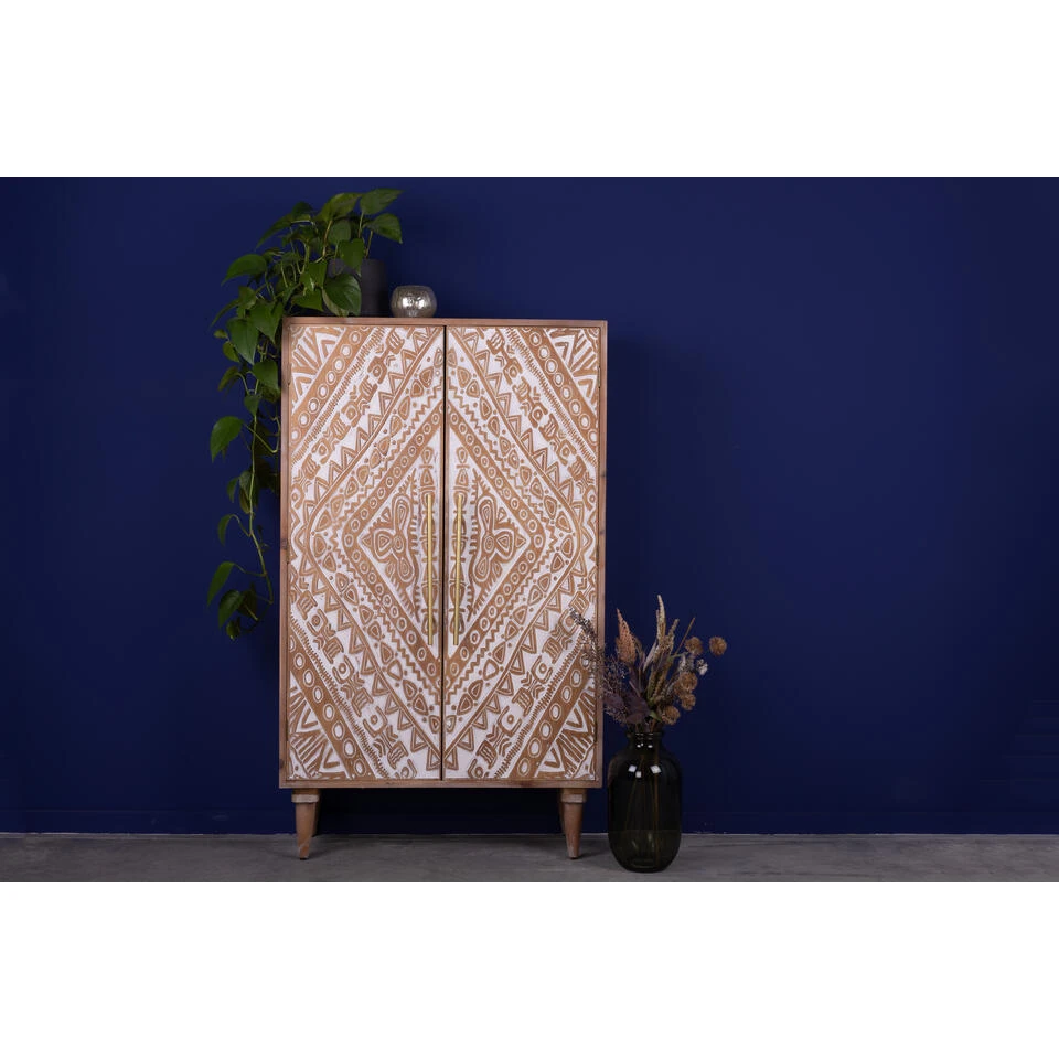 Rootsmann Opbergkast Wit - Hout Ibiza Stijl - Hout 6 Rootsmann Opbergkast Wit - Hout Ibiza Stijl - Hout - Afbeelding 4