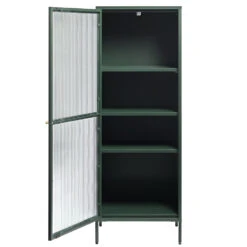 Giga Meubel Vitrinekast Groen - 40x58x160cm - Metaal - Kast Bronco -Woonmeubelwinkel 1000081276 0103