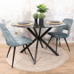 DS4U® Gino Eettafel Marmerlook - Glas - Zwart -Woonmeubelwinkel 1000081294 0101