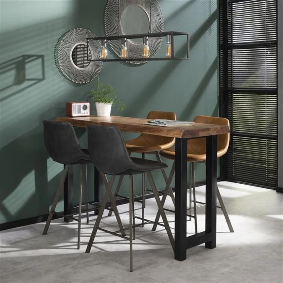 Industriële Bartafel Boomstam Acaciahout Vince 150 Cm 50x150x92 Cm Hout 4 Industriële Bartafel Boomstam Acaciahout Vince 150 Cm 50x150x92 Cm Hout - Afbeelding 2