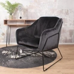 DS4U® Antonio Fauteuil Velvet - Stof - Zwart -Woonmeubelwinkel 1000082945 0101