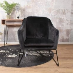 DS4U® Antonio Fauteuil Velvet - Stof - Zwart -Woonmeubelwinkel 1000082945 0102