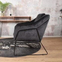 DS4U® Antonio Fauteuil Velvet - Stof - Zwart -Woonmeubelwinkel 1000082945 0103