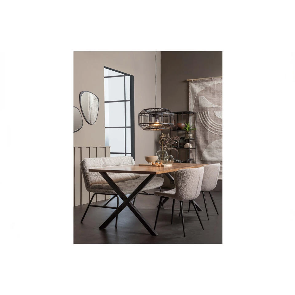 WOOOD Lucy Eetkamerbankje - Bouclé - Off White - 87x150x67 5 WOOOD Lucy Eetkamerbankje - Bouclé - Off White - 87x150x67 - Afbeelding 3