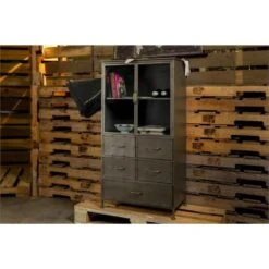 Rootsmann Buffetkast Industrieel - Lockerkast Grijs Metaal - Metaal 8 Rootsmann Buffetkast Industrieel - Lockerkast Grijs Metaal - Metaal -Woonmeubelwinkel 1000084432 0102