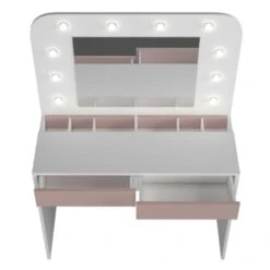 Trasman Kaptafel Holly Met Spiegel En Verlichting 2 Lades Spaanplaat - Wit/roze 8 Trasman Kaptafel Holly Met Spiegel En Verlichting 2 Lades Spaanplaat - Wit/roze -Woonmeubelwinkel 1000087343 0102