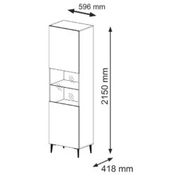 Vitrinekast Ravenna B Foil MDF 215x60x42 Zwart/Goud 7 Vitrinekast Ravenna B Foil MDF 215x60x42 Zwart/Goud -Woonmeubelwinkel 1000088555 0102