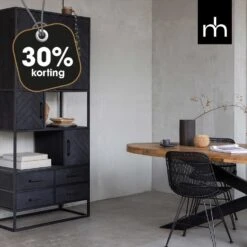 Vakkenkast Sienna 90cm - Mangohout - Zwart - Rechthoekig 7 Vakkenkast Sienna 90cm - Mangohout - Zwart - Rechthoekig -Woonmeubelwinkel 1000088679 0101