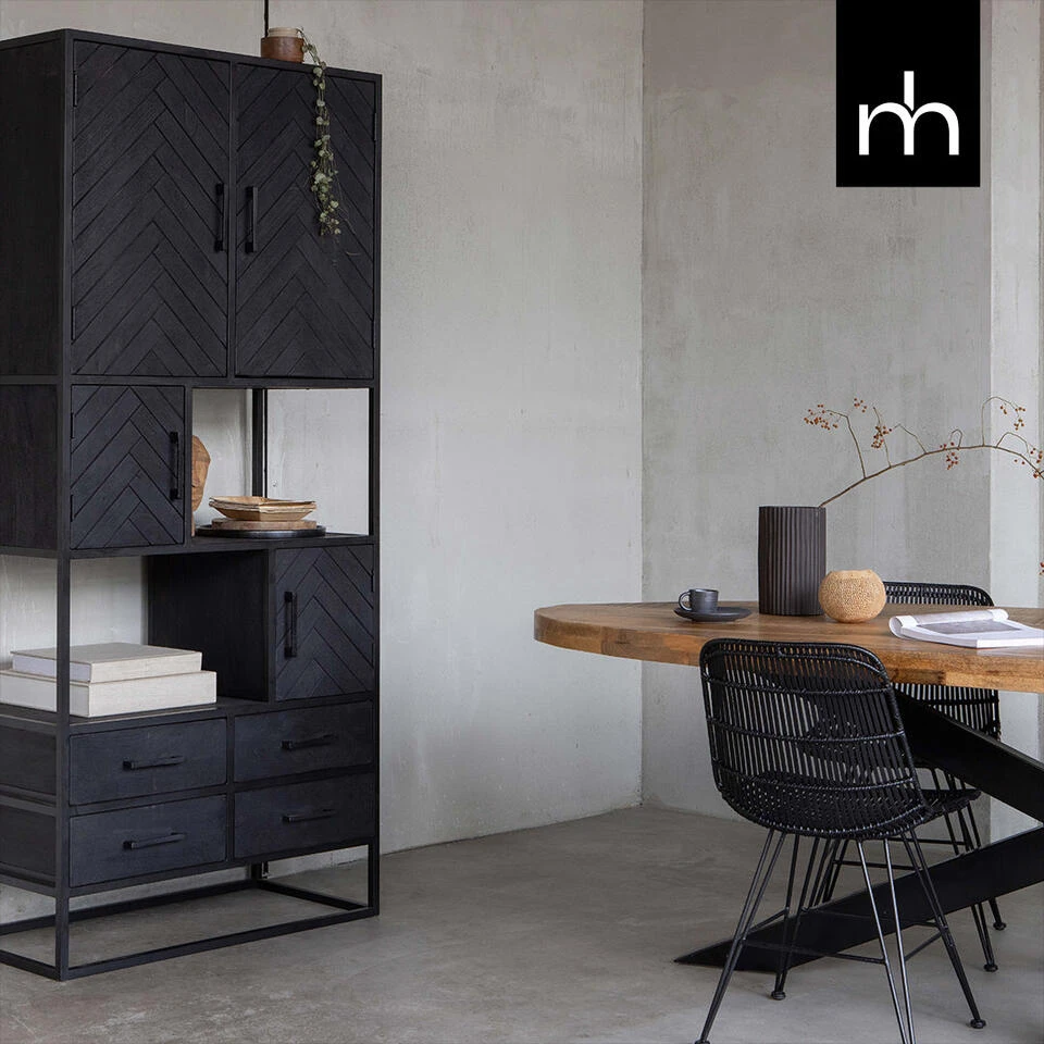 Vakkenkast Sienna 90cm - Mangohout - Zwart - Rechthoekig 5 Vakkenkast Sienna 90cm - Mangohout - Zwart - Rechthoekig - Afbeelding 3