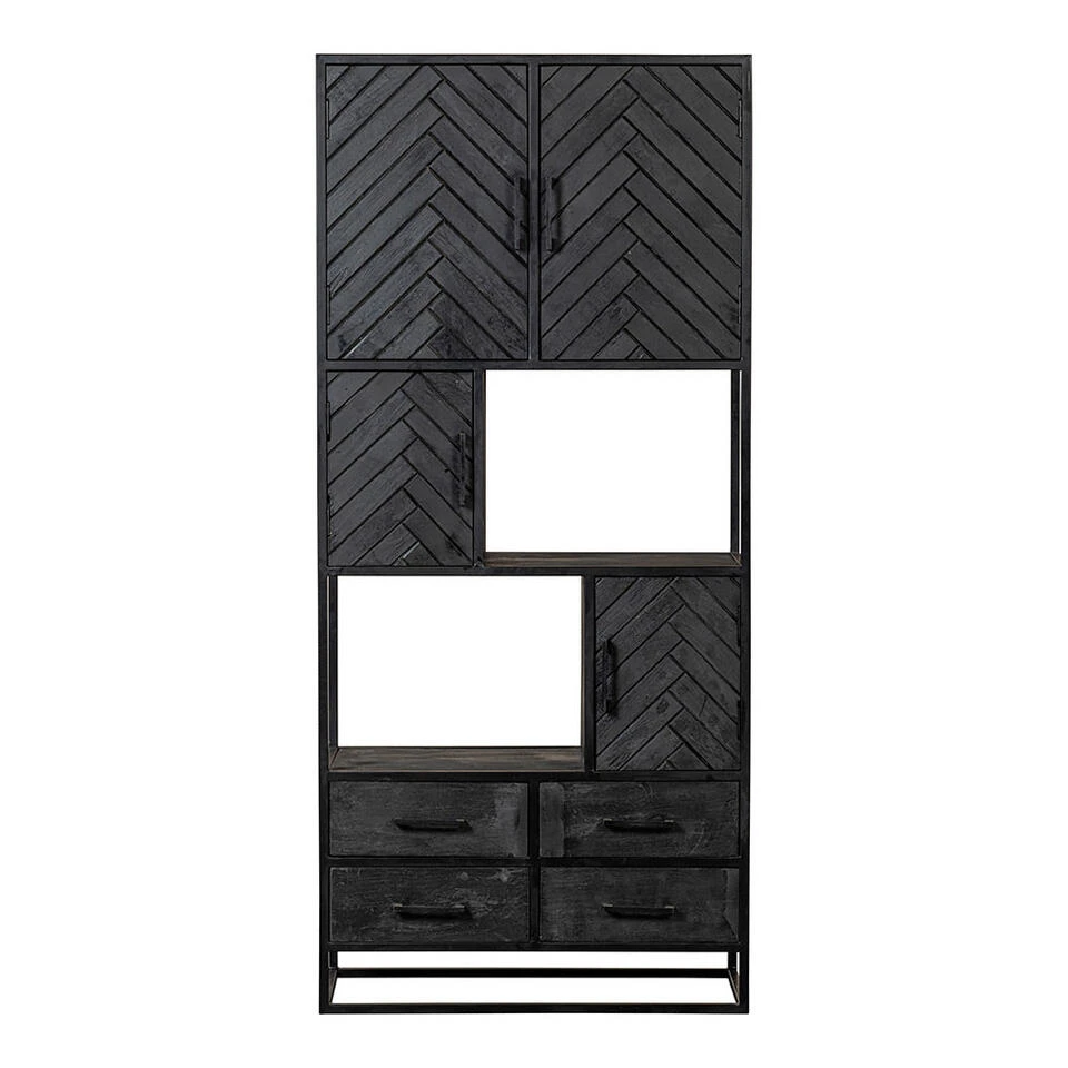 Vakkenkast Sienna 90cm - Mangohout - Zwart - Rechthoekig 6 Vakkenkast Sienna 90cm - Mangohout - Zwart - Rechthoekig - Afbeelding 4