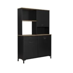 Diagone Servieskast Manchester - 3 Deuren - Zwart/Eikenkleur -Woonmeubelwinkel 1000089237 0103