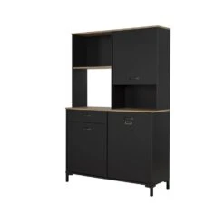 Diagone Servieskast Manchester - 3 Deuren - Zwart/Eikenkleur -Woonmeubelwinkel 1000089237 0104