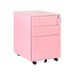 Beliani Kantoorkast CAMI - Roze Staal