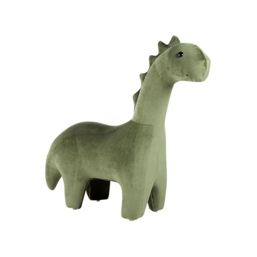 Beliani Dierenhocker BRONTOSAUR - Groen Fluweel