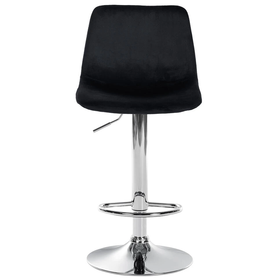 CLP Barkruk Divo Fluweel Chroom Frame Zwart 5 CLP Barkruk Divo Fluweel Chroom Frame Zwart - Afbeelding 3