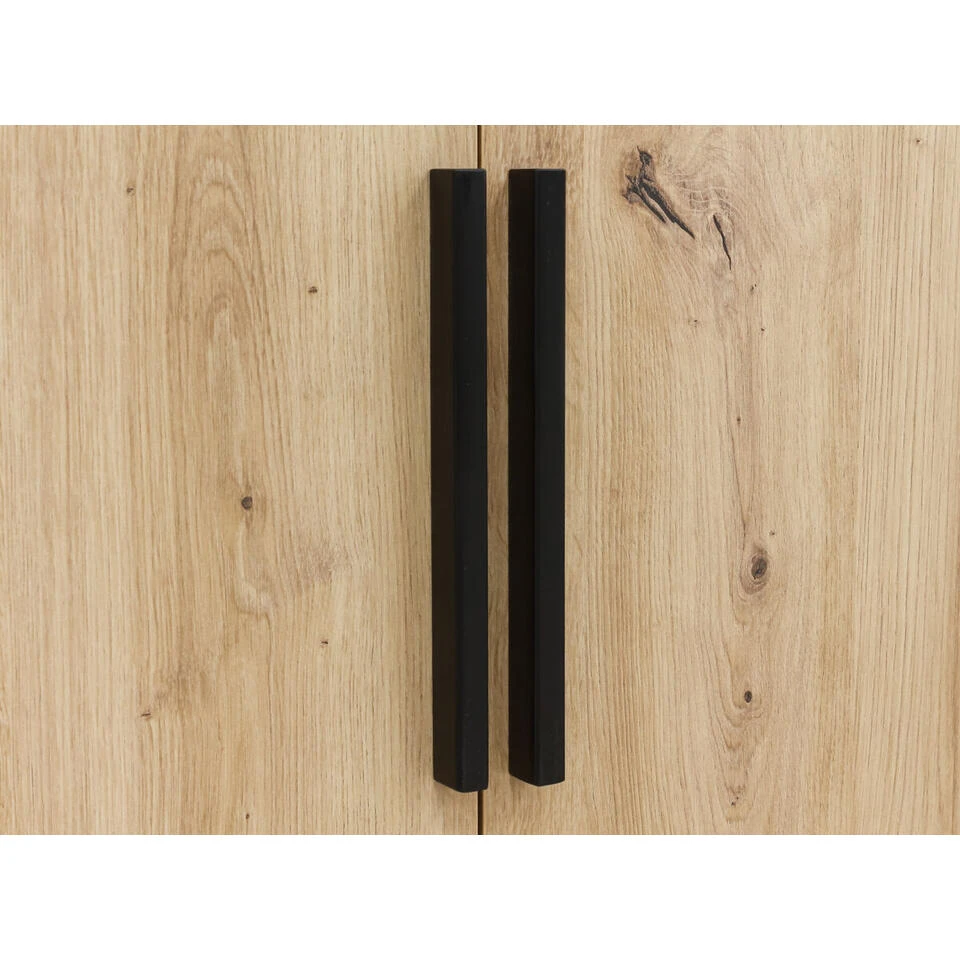 ToiToiKids Xem 3-deurskast - Mat Zwart/Eiken 6 ToiToiKids Xem 3-deurskast - Mat Zwart/Eiken - Afbeelding 4