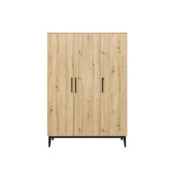 ToiToiKids Xem 3-deurskast - Mat Zwart/Eiken