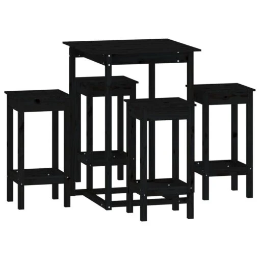 VidaXL 5-delige Barset Massief Grenenhout Zwart
