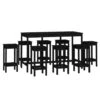 VidaXL 9-delige Barset Massief Grenenhout Zwart 2 VidaXL 9-delige Barset Massief Grenenhout Zwart -Woonmeubelwinkel 1000092789