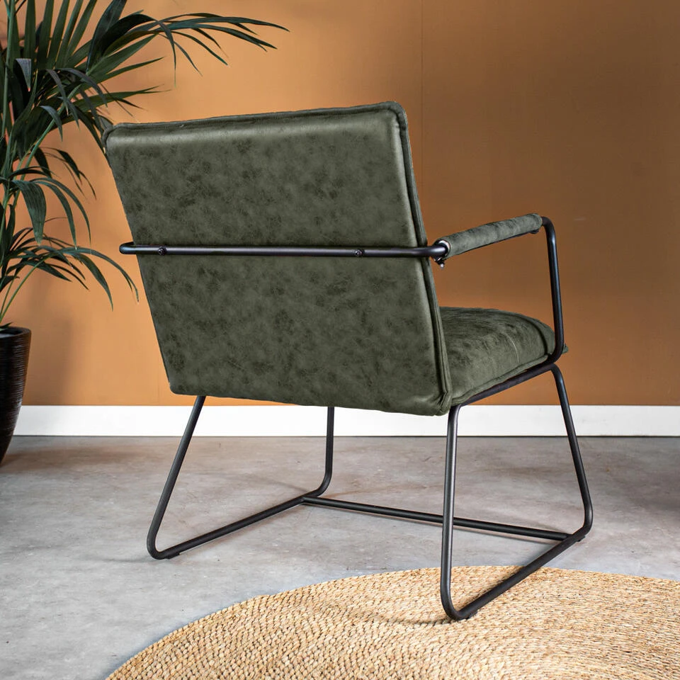 Industriële Fauteuil Hailey Groen Ecoleder - Leder - Groen 5 Industriële Fauteuil Hailey Groen Ecoleder - Leder - Groen - Afbeelding 3