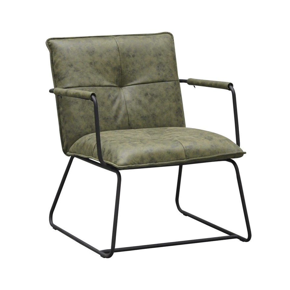 Industriële Fauteuil Hailey Groen Ecoleder - Leder - Groen 3 Industriële Fauteuil Hailey Groen Ecoleder - Leder - Groen