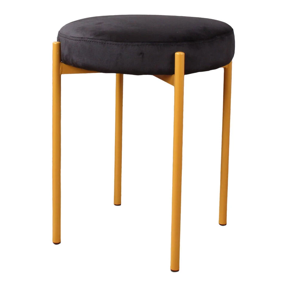 DS4U® Mika Velvet Kruk - Stof - Zwart 3 DS4U® Mika Velvet Kruk - Stof - Zwart