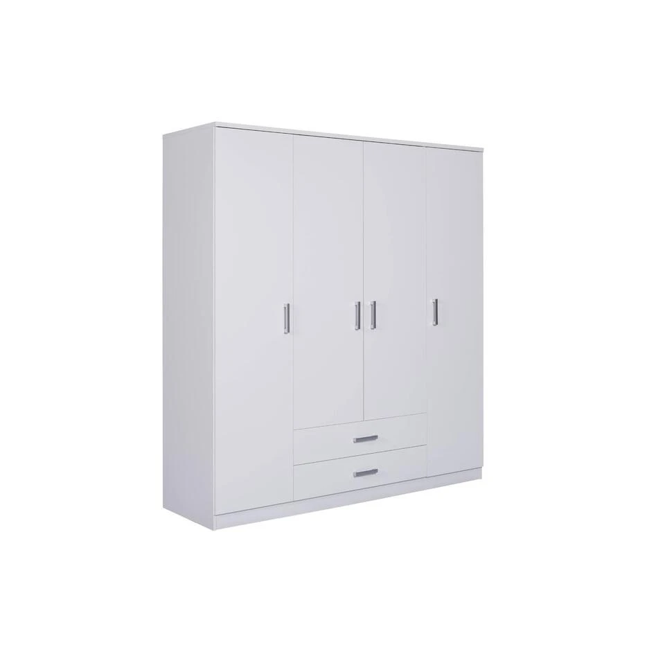 Hioshop Kledingkast Ranya - Wit. 4 Hioshop Kledingkast Ranya - Wit. - Afbeelding 2