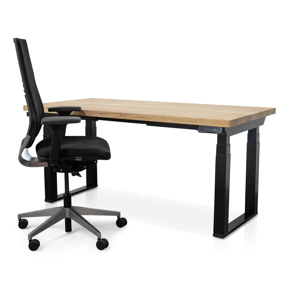 MRC Zit-sta Bureau Massief Eiken Blad 140x80 Zwart O Frame NEN-EN 527 4 MRC Zit-sta Bureau Massief Eiken Blad 140x80 Zwart O Frame NEN-EN 527 - Afbeelding 2