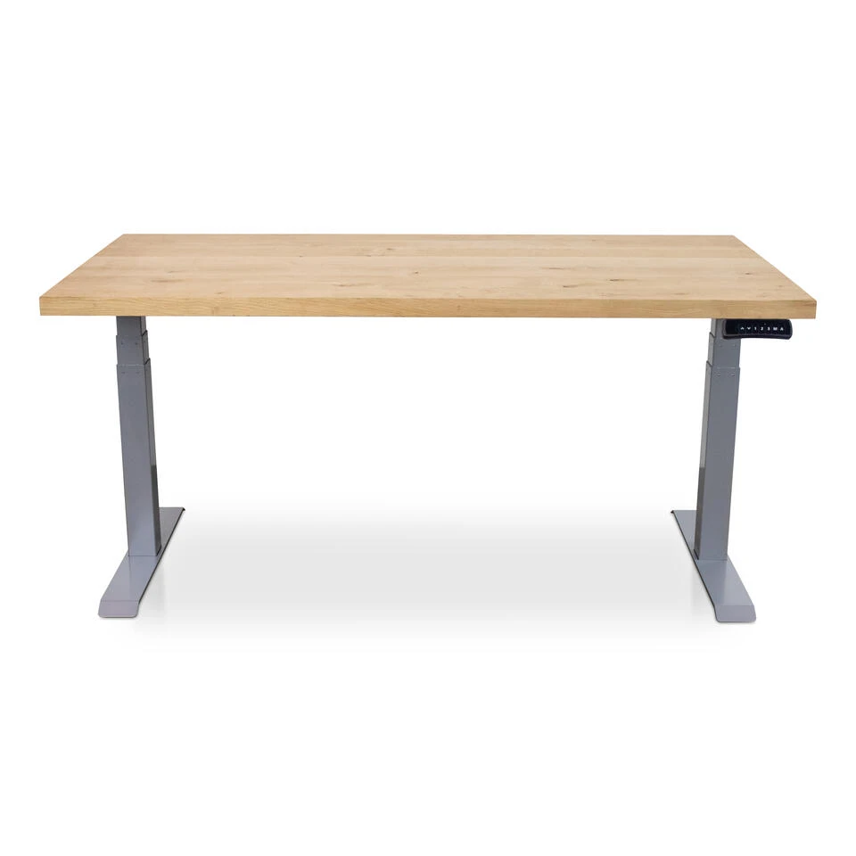 MRC Zit-sta Bureau Massief Eiken Blad 160x80 Alu Frame NEN-EN 527 5 MRC Zit-sta Bureau Massief Eiken Blad 160x80 Alu Frame NEN-EN 527 - Afbeelding 3