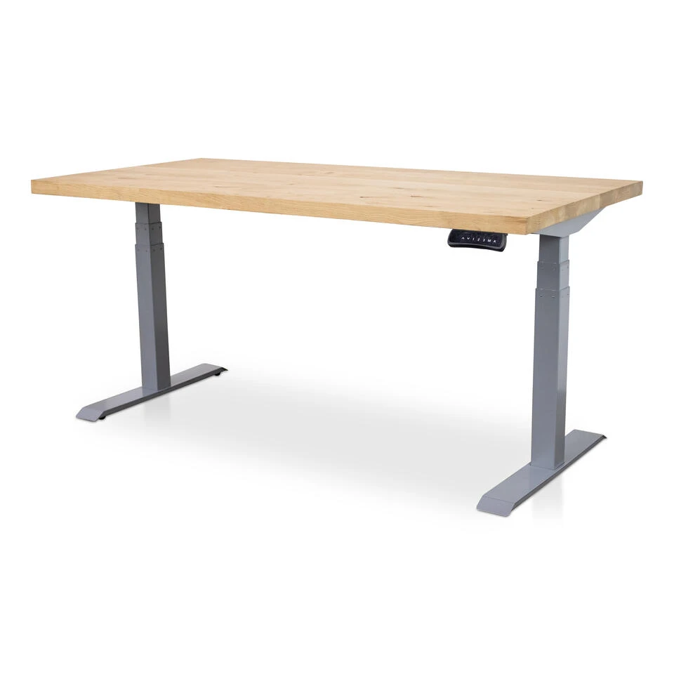 MRC Zit-sta Bureau Massief Eiken Blad 160x80 Alu Frame NEN-EN 527 3 MRC Zit-sta Bureau Massief Eiken Blad 160x80 Alu Frame NEN-EN 527