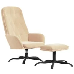 VidaXL Relaxstoel Met Voetenbank Crèmewit Fluweel