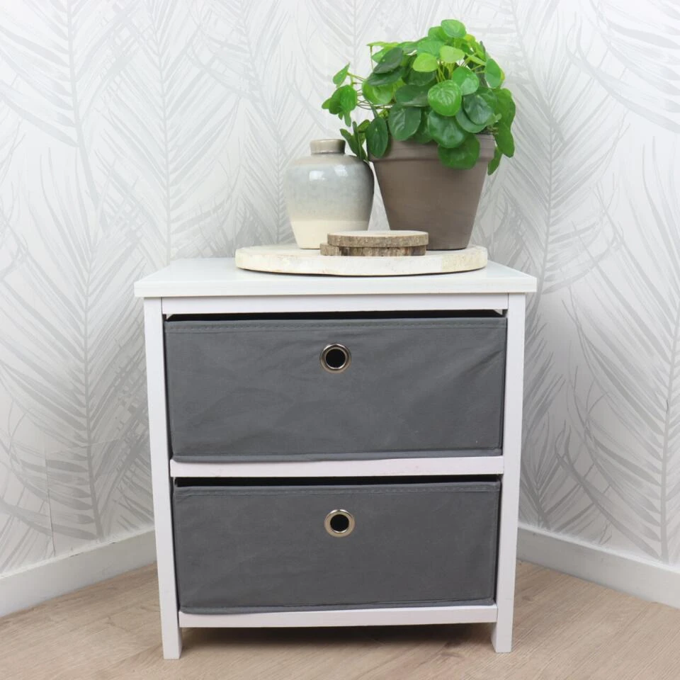 Orange85 Ladekast 2 Lades Lage Kast Opbergkast Speelgoed Nachtkastje Wit Grijs 4 Orange85 Ladekast 2 Lades Lage Kast Opbergkast Speelgoed Nachtkastje Wit Grijs - Afbeelding 2