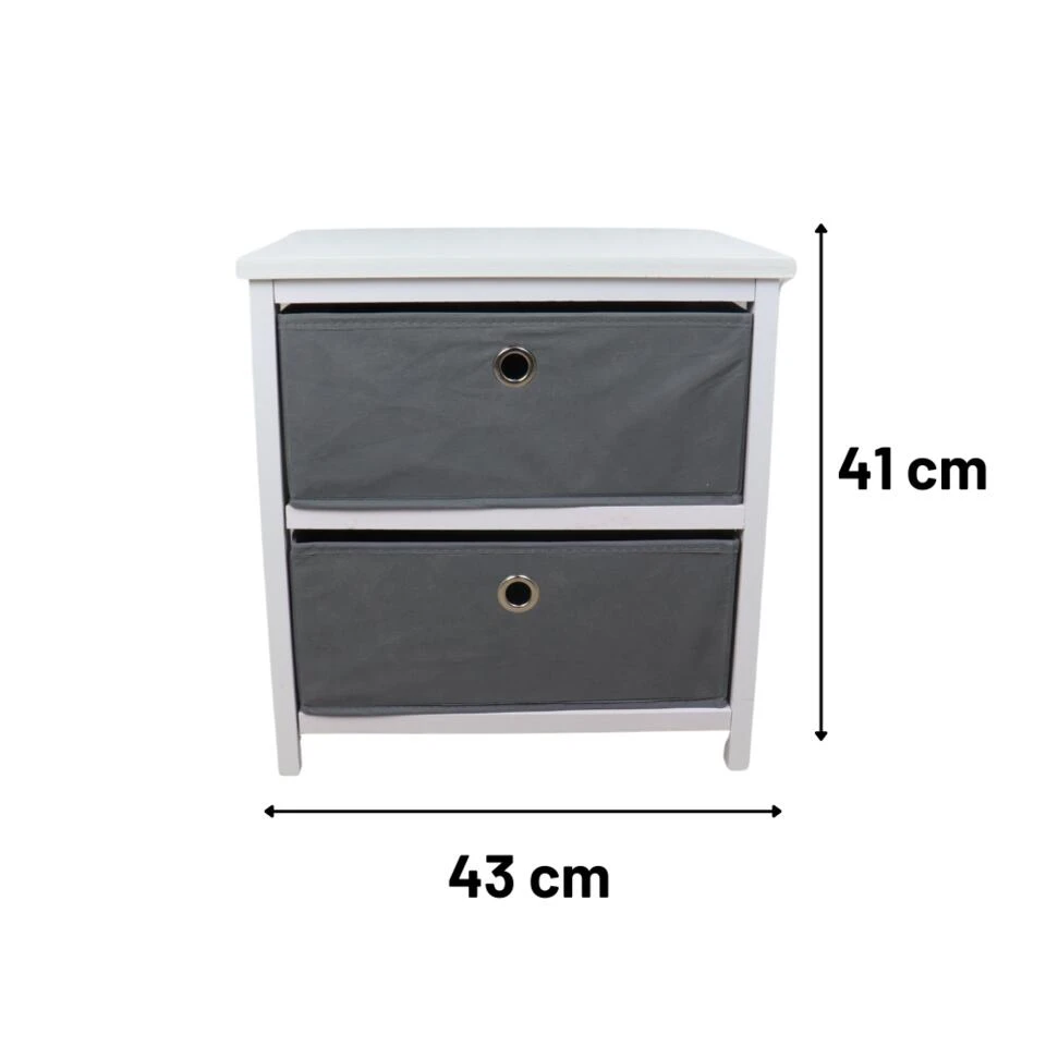 Orange85 Ladekast 2 Lades Lage Kast Opbergkast Speelgoed Nachtkastje Wit Grijs 5 Orange85 Ladekast 2 Lades Lage Kast Opbergkast Speelgoed Nachtkastje Wit Grijs - Afbeelding 3