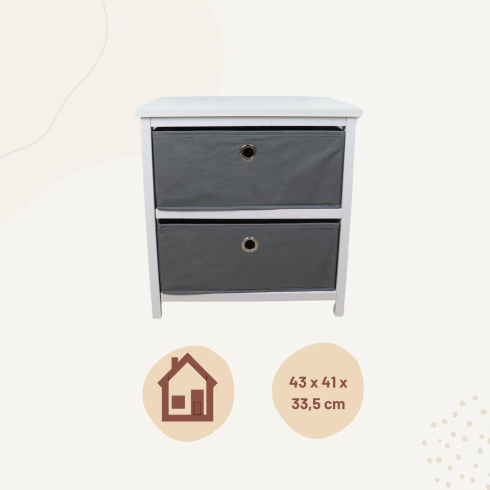Orange85 Ladekast 2 Lades Lage Kast Opbergkast Speelgoed Nachtkastje Wit Grijs 6 Orange85 Ladekast 2 Lades Lage Kast Opbergkast Speelgoed Nachtkastje Wit Grijs - Afbeelding 4