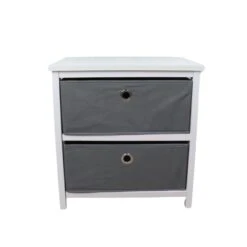Orange85 Ladekast 2 Lades Lage Kast Opbergkast Speelgoed Nachtkastje Wit Grijs