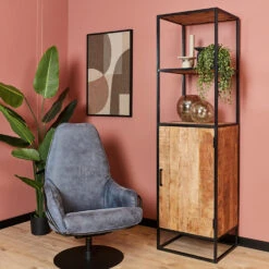 Furndea Morada Boekenkast Industrieel 1-deurs - 45x55x200 Cm -Woonmeubelwinkel 1000094237 0101