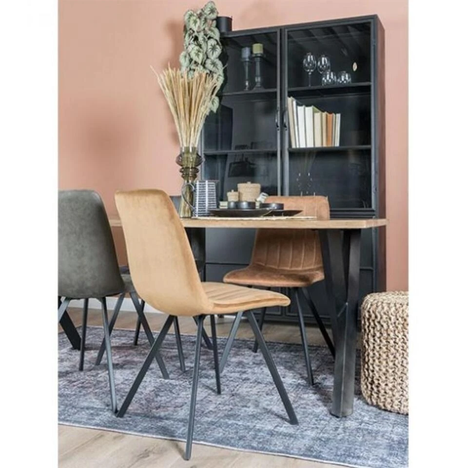 Romy Vitrinekast Industrieel Zwart - 35x120x200 Cm 6 Romy Vitrinekast Industrieel Zwart - 35x120x200 Cm - Afbeelding 4