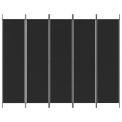 VidaXL Kamerscherm Met 5 Panelen 250x200 Cm Stof Zwart 8 VidaXL Kamerscherm Met 5 Panelen 250x200 Cm Stof Zwart -Woonmeubelwinkel 1000094253 0102