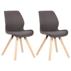 CLP Set Van 2 Eetkamerstoelen Luna Stof Grijs