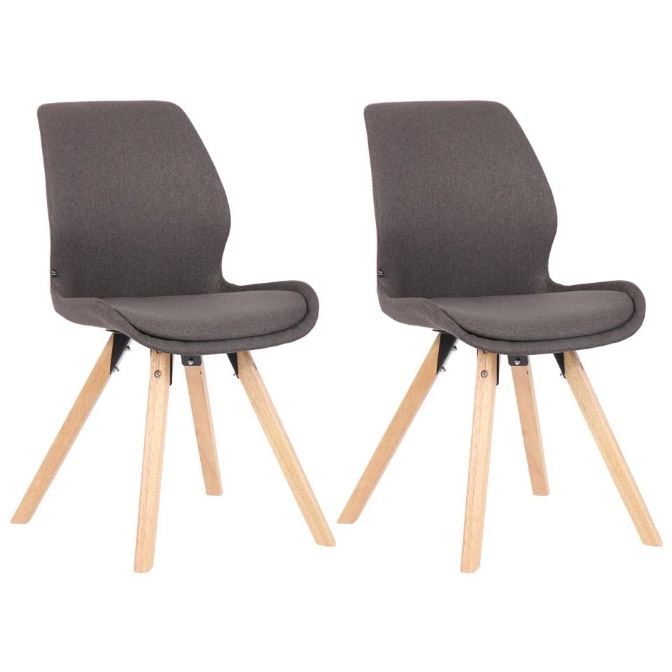CLP Set Van 2 Eetkamerstoelen Luna Stof Grijs 3 CLP Set Van 2 Eetkamerstoelen Luna Stof Grijs