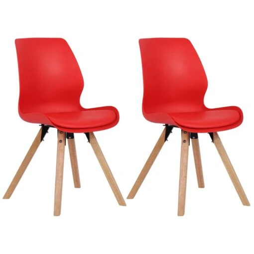 CLP Set Van 2 Eetkamerstoelen Luna Kunststof Rood