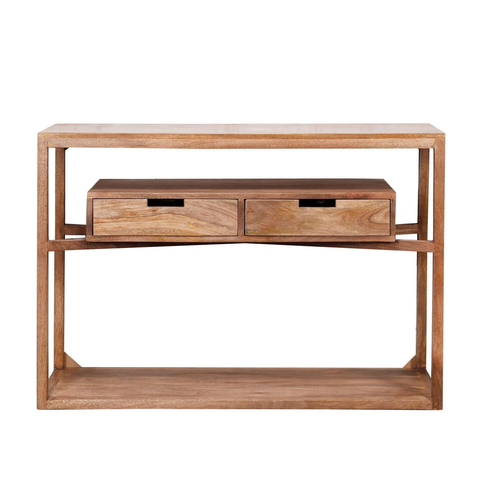 Industriële Sidetable Sabi Mangohout 2 Lades - 35x110x76 Cm - Mangohout - Bruin 3 Industriële Sidetable Sabi Mangohout 2 Lades - 35x110x76 Cm - Mangohout - Bruin