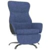 VidaXL Relaxstoel Met Voetensteun Stof Blauw -Woonmeubelwinkel 1000095972