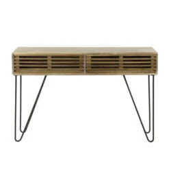 Sidetable Hans Mangohout 2 Lades - 30x120x77 Cm - Mangohout - Bruin