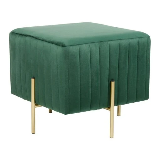 Beliani Hocker DAYTON - Groen Fluweel