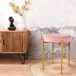 DS4U® Mika Velvet Kruk - Stof - Roze -Woonmeubelwinkel 1000097773 0102
