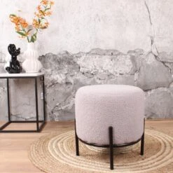 DS4U® Torben Hocker 35x38cm - Stof - Grijs -Woonmeubelwinkel 1000098380 0102