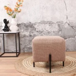 DS4U® Jorg Hocker 36x36x38cm - Stof - Bruin -Woonmeubelwinkel 1000098382 0102